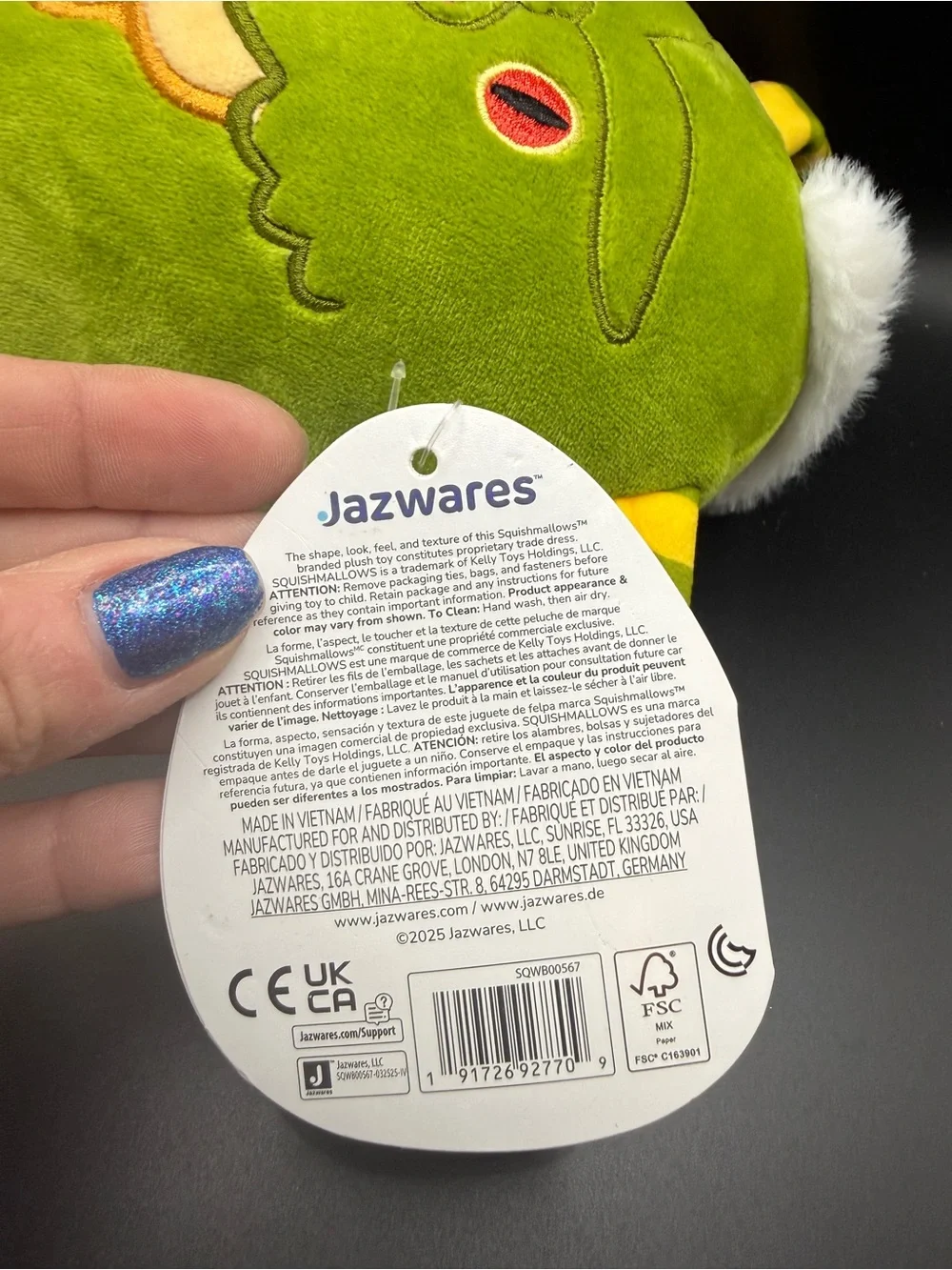 Squishmallows Gremlins Stripe Green Plush Stuffed Animal New With Tags